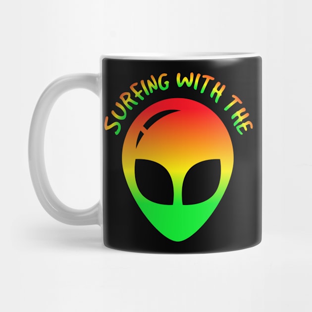 Surfing with the alien t-shirt Hawaii by Coreoceanart